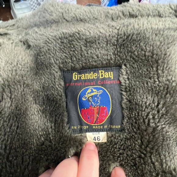 Vintage Grande Bay Corduroy Faux Fur Lined Chore Coat Size 46 Made in Japan - Picture 3 of 8